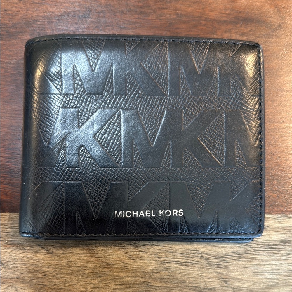 Michael Kors Black Key & Card Holder with Monogram Design